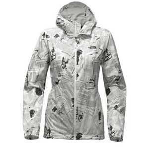 The North Face Newspaper Flyweight Hoodie Jacket S Windbreaker Full Zip White